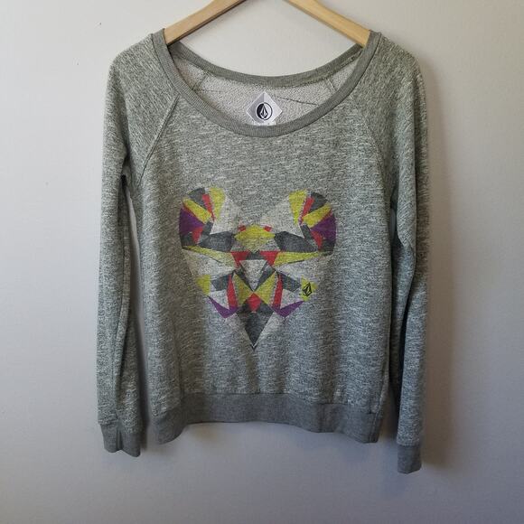 Volcom Womens Geometric Sweatshirt Green Heather Knit Size Small - Picture 11 of 11